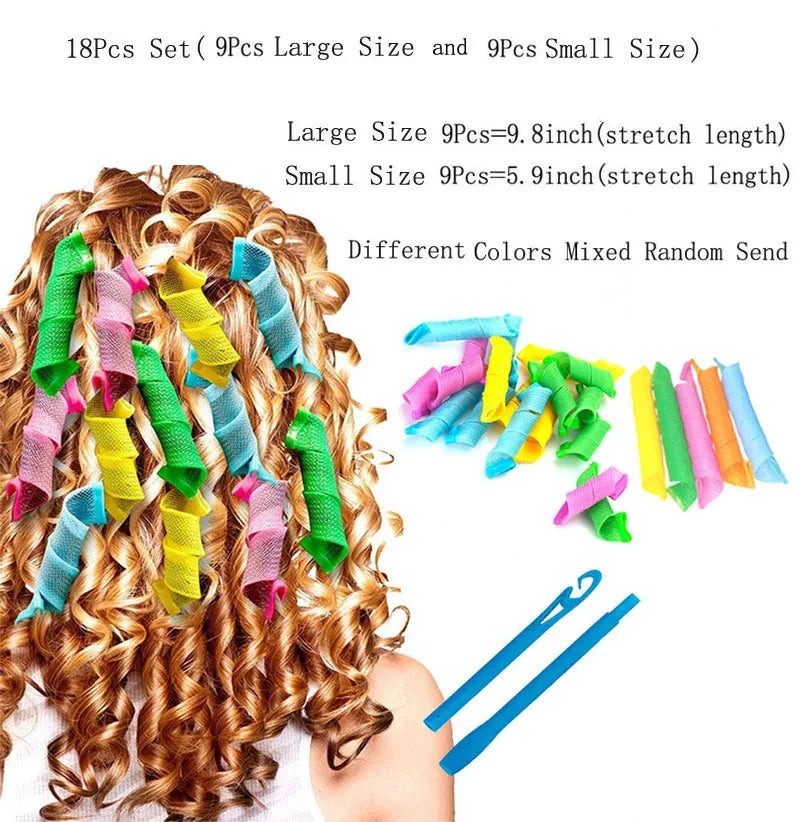 18Pcs Magic Hair Curler Wave Formers Set - DIY Hair Styling Tool Hair Accessories Rollers for Women Peaceful Pleasures Health and Wellness 18Pcs Set