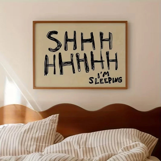 Funny Sleep-Themed Canvas Wall Art Print | Bedroom Decor Canvas Wall Art Peaceful Pleasures Health and Wellness G4171 30x40cm Wood Framed