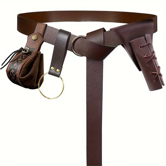 Halloween Cosplay Medieval Belt Copper Coin Waist Bag Brave Knight Peaceful Pleasures Health and Wellness Style J 4PCS One Size