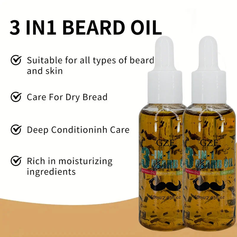 GZE 3-in-1 Beard Oil | Batana, Rosemary & Castor Oil – 60mL
