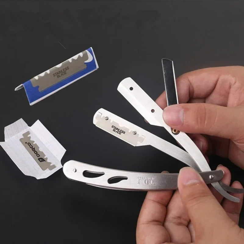 2pcs Best - selling Manual Razor, A Variety of Color Blade Folding Stainless Steel Razor for Men, 1pcs Peaceful Pleasures Health and Wellness