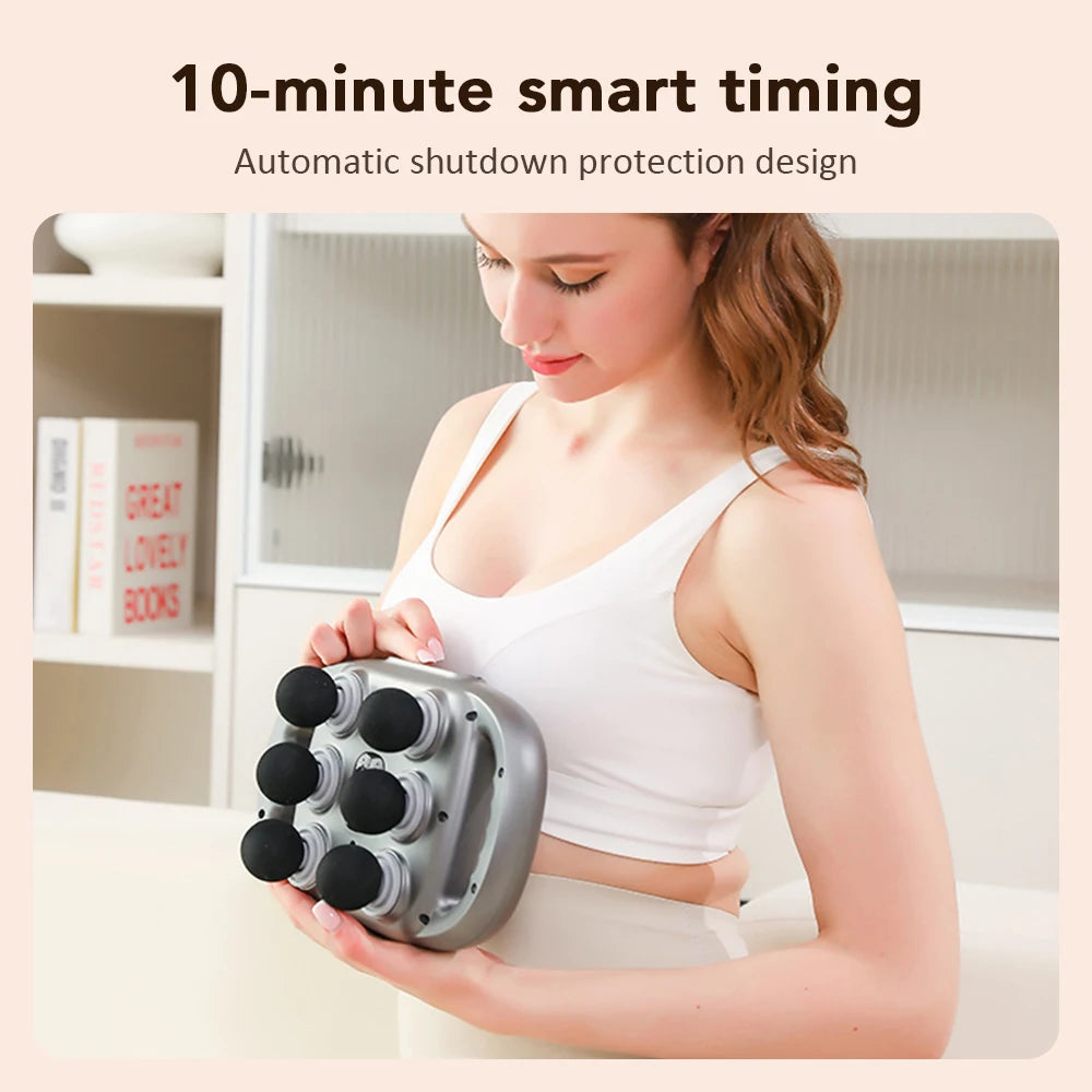 Six Heads Fascia Gun High Frequency Deep Tissue Vibration Muscle Relaxation Neck Waist Massage Professional Fitness Exercise Peaceful Pleasures Health and Wellness