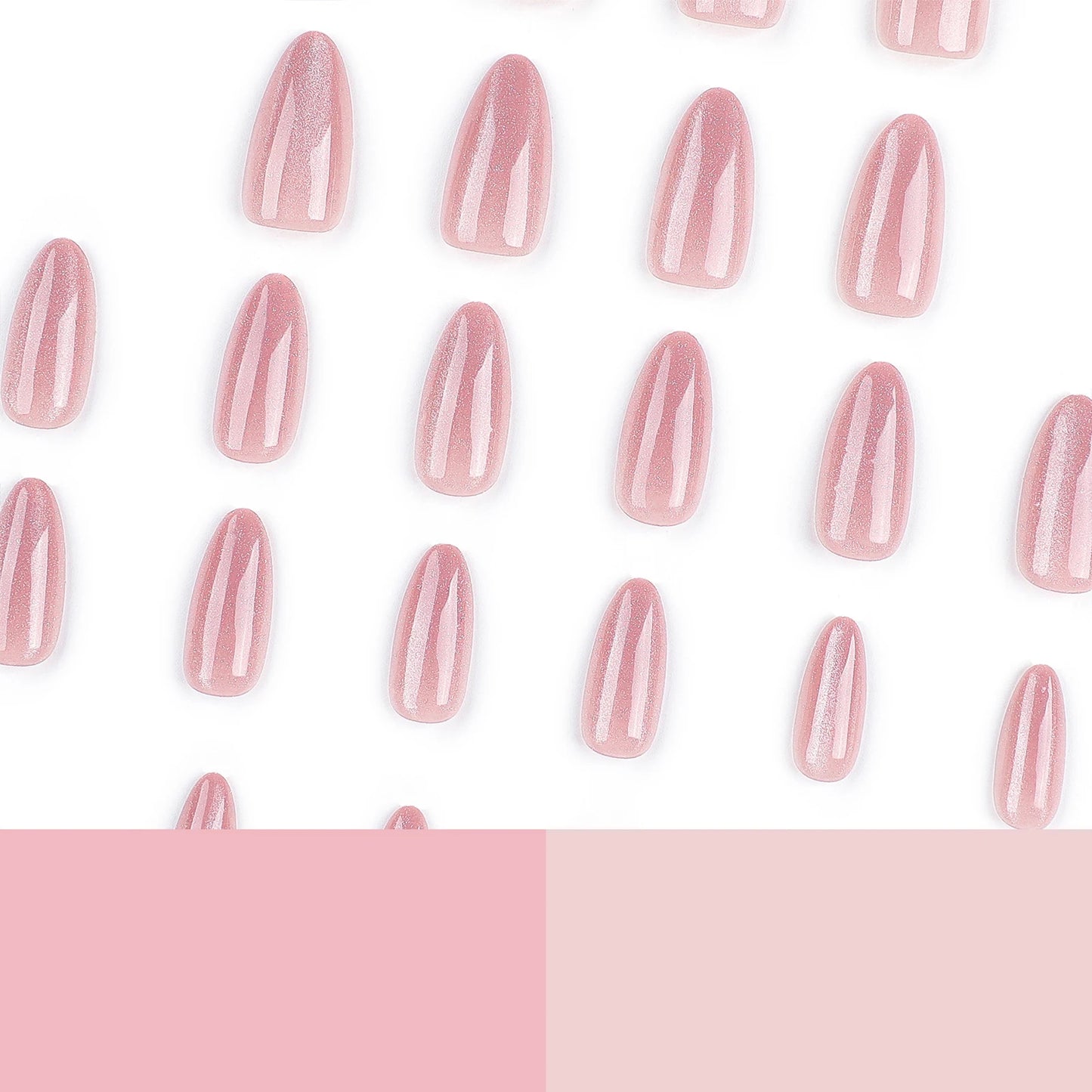 24pc Nude Pink Cat Eye Almond Press On Nails | Korean Style