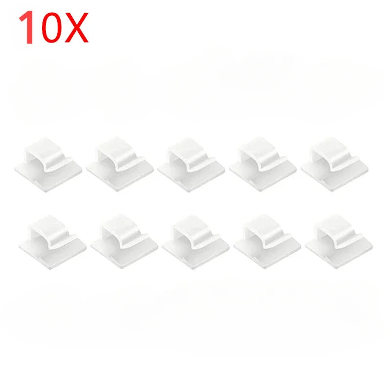 Self-Adhesive Cable Organizer Clips | Wire Management 1/10/30pk Cable Management Clips Peaceful Pleasures Health and Wellness White-10PCS