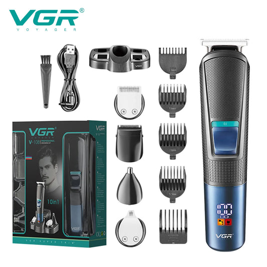 VGR 108 New Multi-functional Hair Clipper 5-in-1 Rechargeable Shaving Nose Sideburns Electric Trimmer For Men USB Multi functio Peaceful Pleasures Health and Wellness