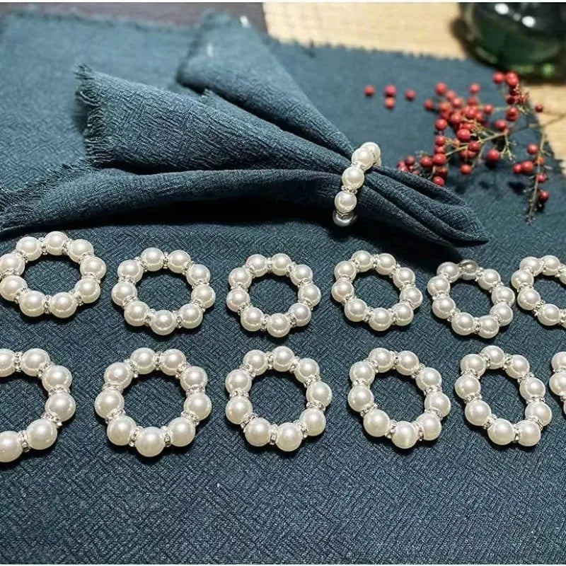 Handmade Beaded Pearl Napkin Rings – Wedding & Party Decor