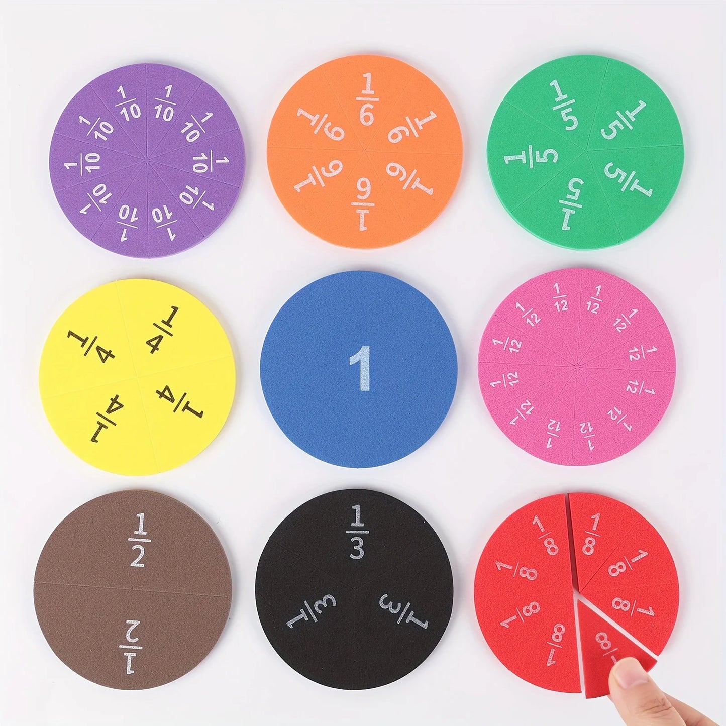 9-Piece EVA Fraction Math Manipulatives Set – Hands-On Learning