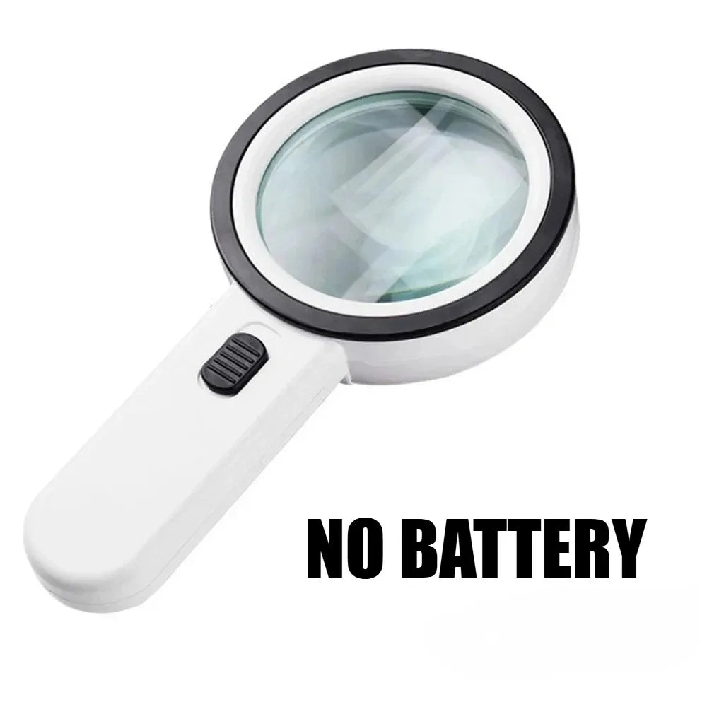 30X Handheld Portable Magnifier 12 LED Illuminated with UV Light Magnifying Loupe for Reading Jewelry Watch Repair Peaceful Pleasures Health and Wellness As Show