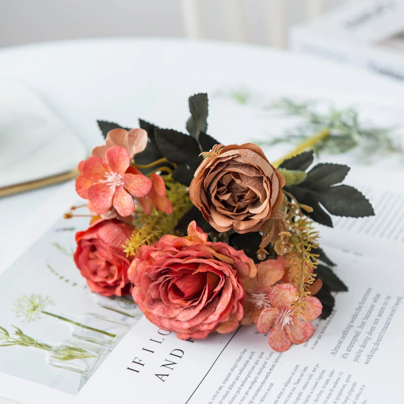 Silk Artificial Rose Peony Bouquet – Wedding & Home Décor