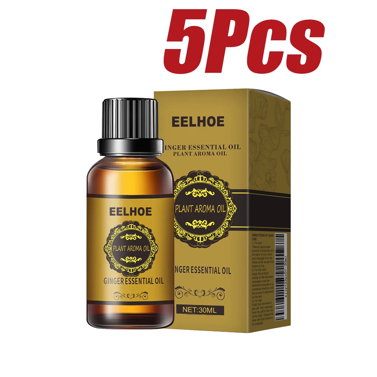 Ginger Essential Oil – Slimming Massage & Anti-Cellulite Oil Peaceful Pleasures Health and Wellness 5 x 30ml Boxed