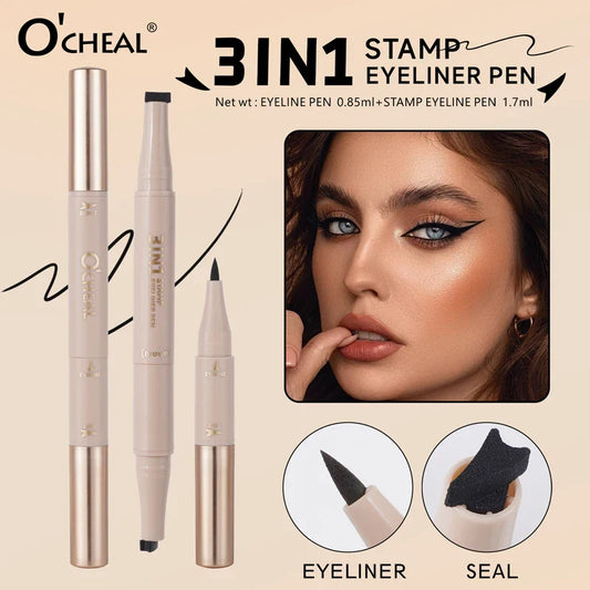 O'CHEAL 3-in-1 Stamp Eyeliner Pen | Waterproof, Long-Lasting Stamp Eyeliner Pen Oasis Select