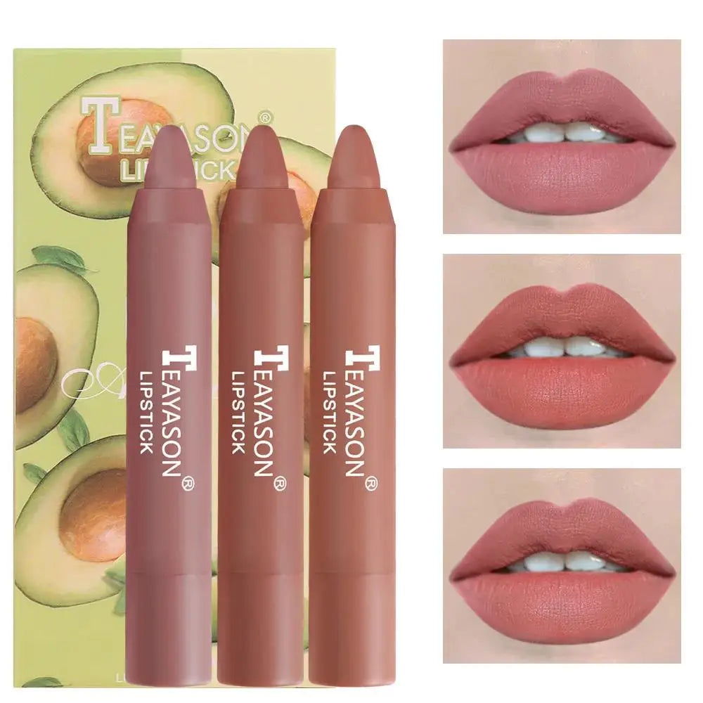 TEAYASON Matte Lipstick Set 3-Piece Waterproof Velvet Nude & Red