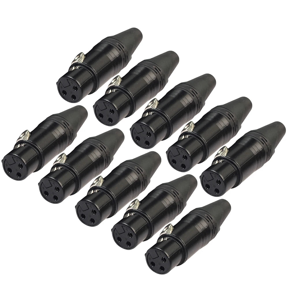 10pcs DIY Microphone XLR 3Pin Female Connector Cable Solder Plug Adapters Peaceful Pleasures Health and Wellness as show