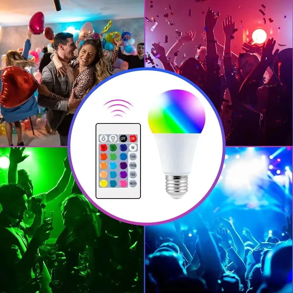 RGBW LED Bulb E27 Base 220V Dimmable Multicolor with Remote Control 16 Colors Household Neon Lighting Atmosphere Create Peaceful Pleasures Health and Wellness