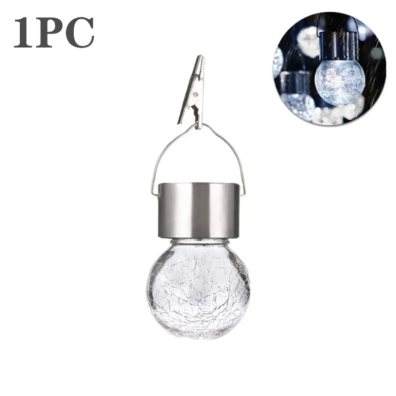 Solar Hanging Garden Lights – Colorful LED Cracked Glass Ball