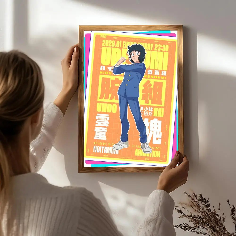 Anime H-High School! Kimengumi Poster HD Self Adhesive Waterproof Wall Art Ideal for Home Office Dorm Bedroom Great Gift Peaceful Pleasures Health and Wellness White6 21X30cmNoframe