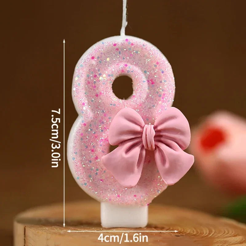 Hot Number Cake Candle Pink Glitter Birthday Candle 1 2 3 4 5 6 7 8 9 3D Number Candle Cake Topper Birthday Party Cake Decor Peaceful Pleasures Health and Wellness 8