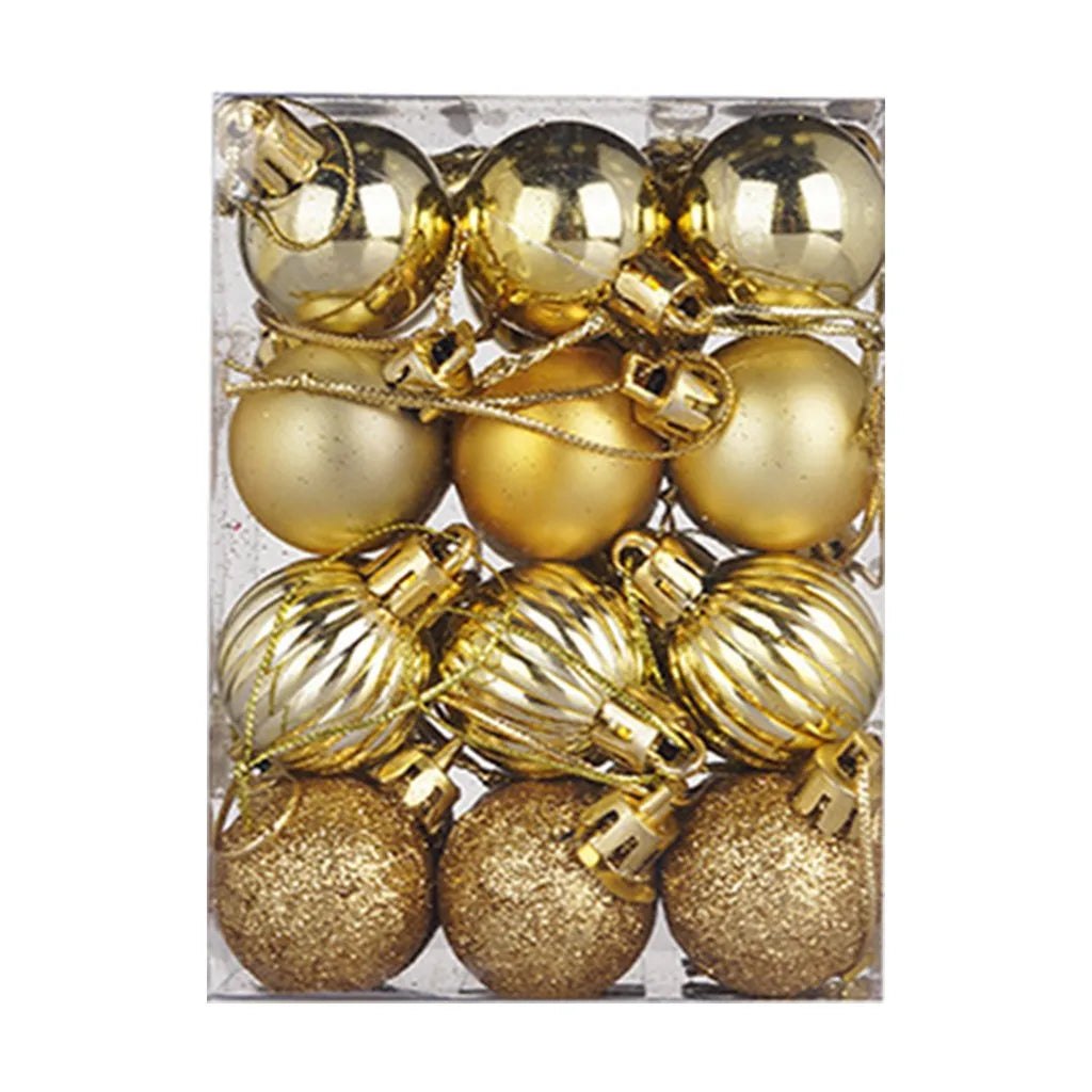 24-Pack 30mm Christmas Ball Baubles – Glitter Tree Ornaments