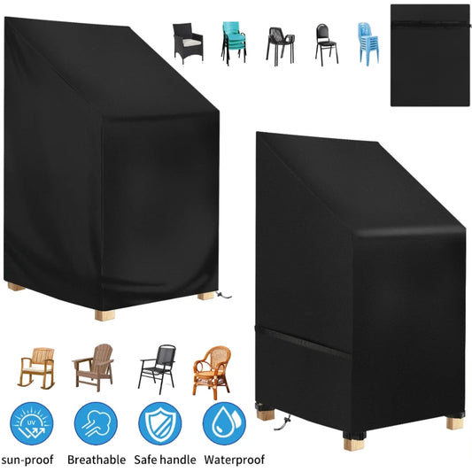 Garden Stacking Outdoor Chair Cover Waterproof 210D Oxford Rain Snow Dust Wind-Proof Anti-UV Yard Furniture Covers Peaceful Pleasures Health and Wellness