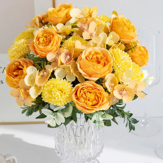 Silk Peony & Chrysanthemum Artificial Flowers – Wedding & Home
