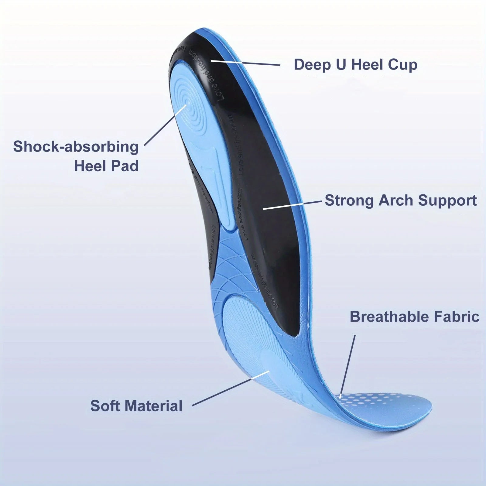 1 Pair Arch Support Insoles for Flat Feet, Shock Absorption Sports Insoles for Men & Women, Relieves Plantar Fasciitis Heel Spur Peaceful Pleasures Health and Wellness
