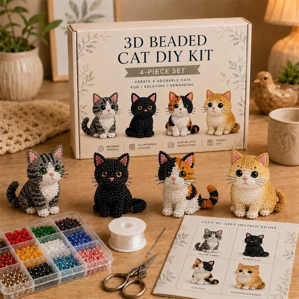 Handmade DIY Animal Bead Set,3D Beaded Animal Craft Kit,Bead Pet Keychain Making Kit,Rainy Day Indoor/Family Bonding Activities Peaceful Pleasures Health and Wellness L