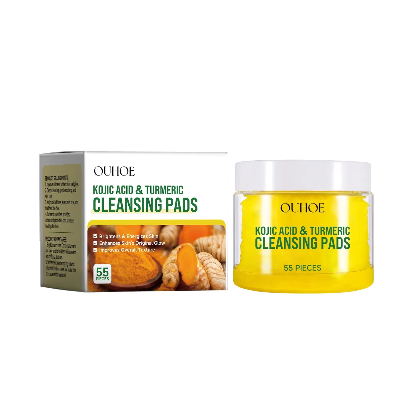 Turmeric Kojic Acid Exfoliating Facial Pads – 55 Pcs Glow