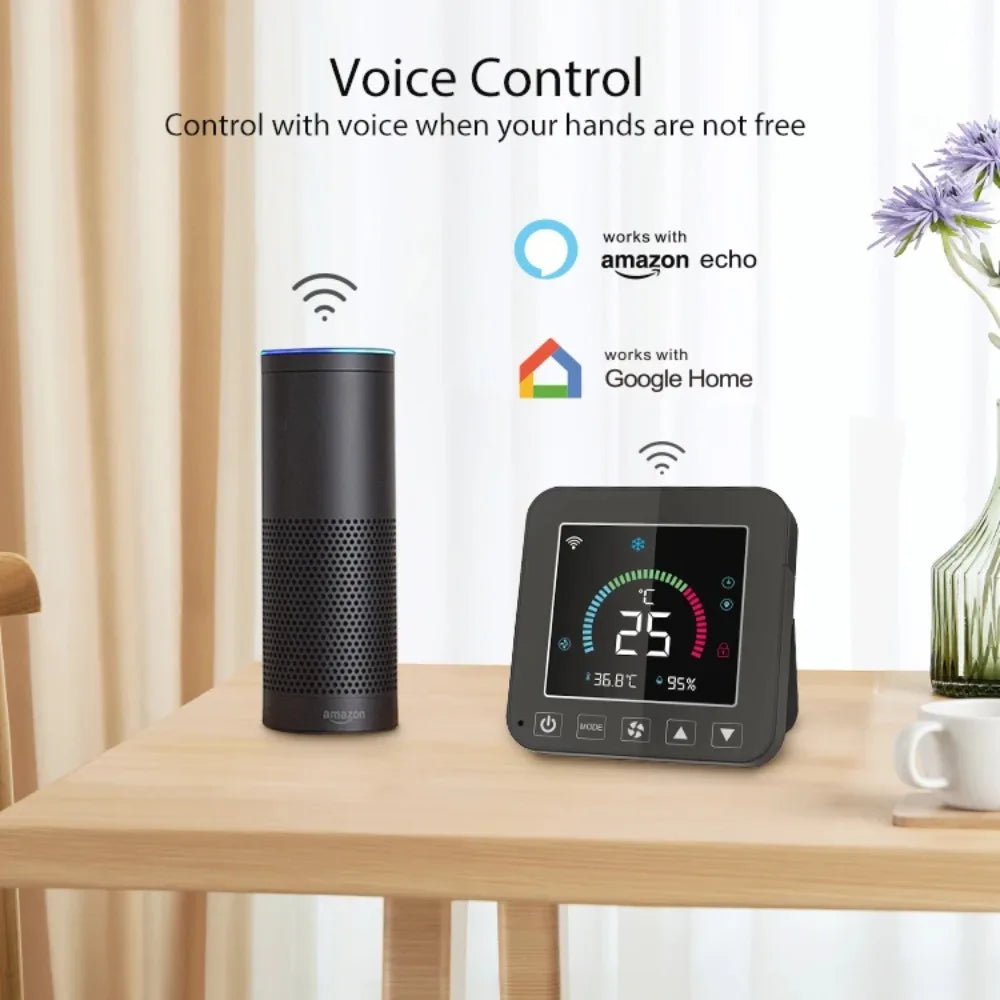 Tuya WiFi IR Smart Air Conditioner Thermostat Temperature Sensor Linkage Compatible with Alexa Google Home Smart Life App Peaceful Pleasures Health and Wellness