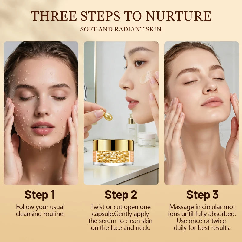 Vitamin E Face Deep Moisturizing Capsule Essence, Hydrates and Smooths Skin, Deep Hydration and Skin-Brightening 30 Capsules Peaceful Pleasures Health and Wellness