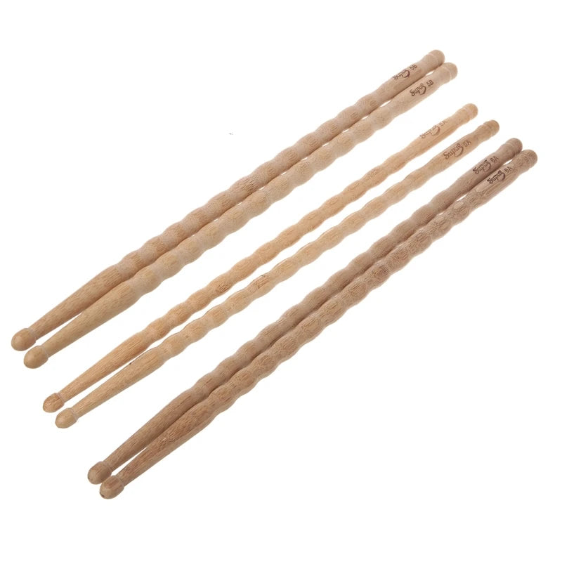 1 Pairs Wavy Pattern Bamboo Drumsticks 5A 5B 6A Drum Stick Durable