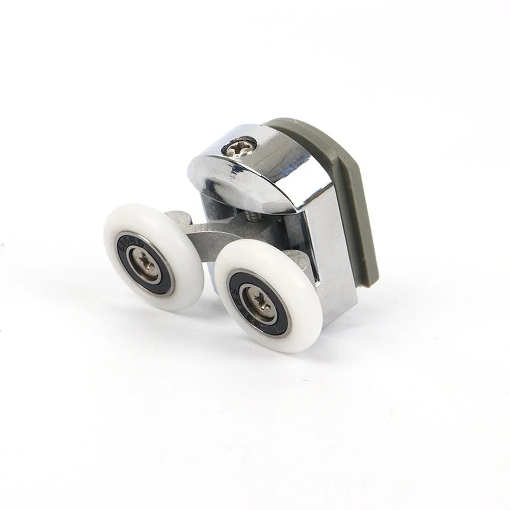 Shower Door Rollers Aluminum Alloy Plated Spring Loaded Double Wheel