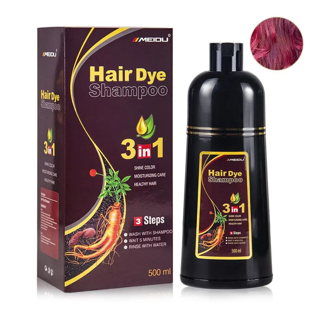 Meidu 3-in-1 Herbal Hair Dye Shampoo 500ml – Men & Women