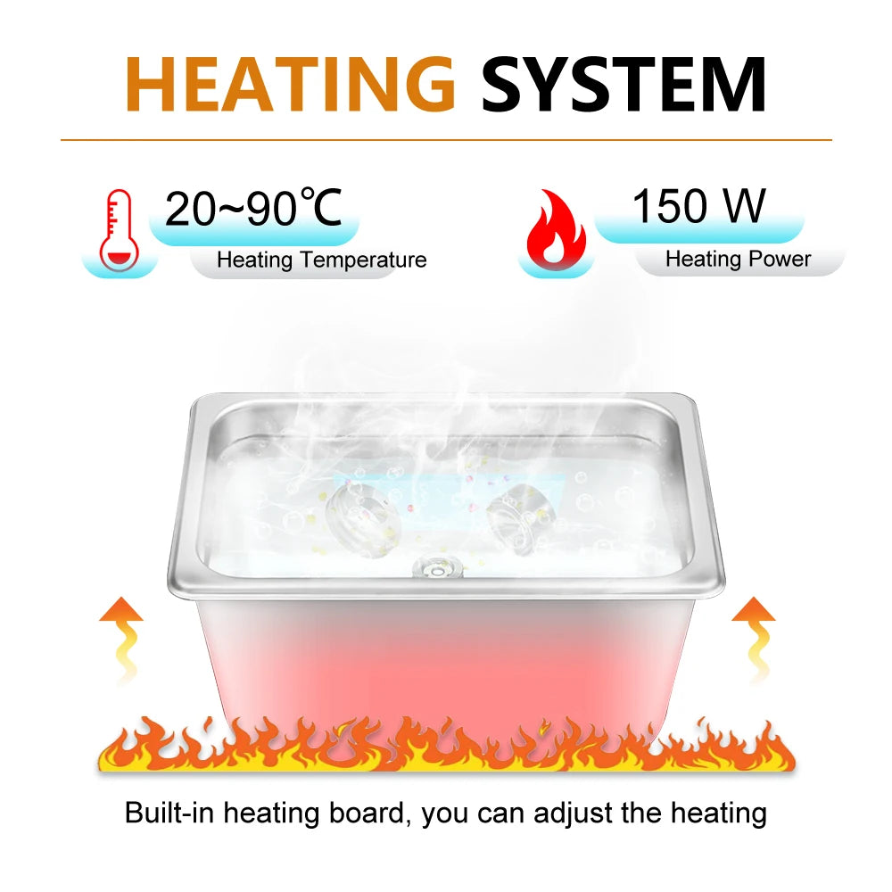 HOMEFISH 2L Ultrasonic Cleaner 120W | Heater, Timer, Digital Display Ultrasonic Cleaner Peaceful Pleasures Health and Wellness