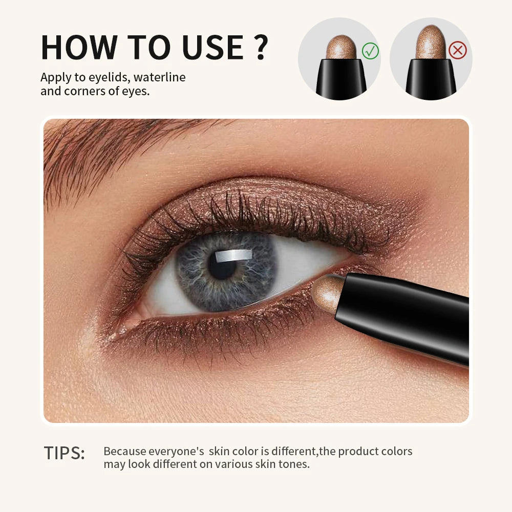 Eyeshadow Stick Highlighter Brightening Pen with Pearly Glitter & Matte Finish Shadow Eyeshadow Pencil Crayon Eyeliner Cosmetic Peaceful Pleasures Health and Wellness