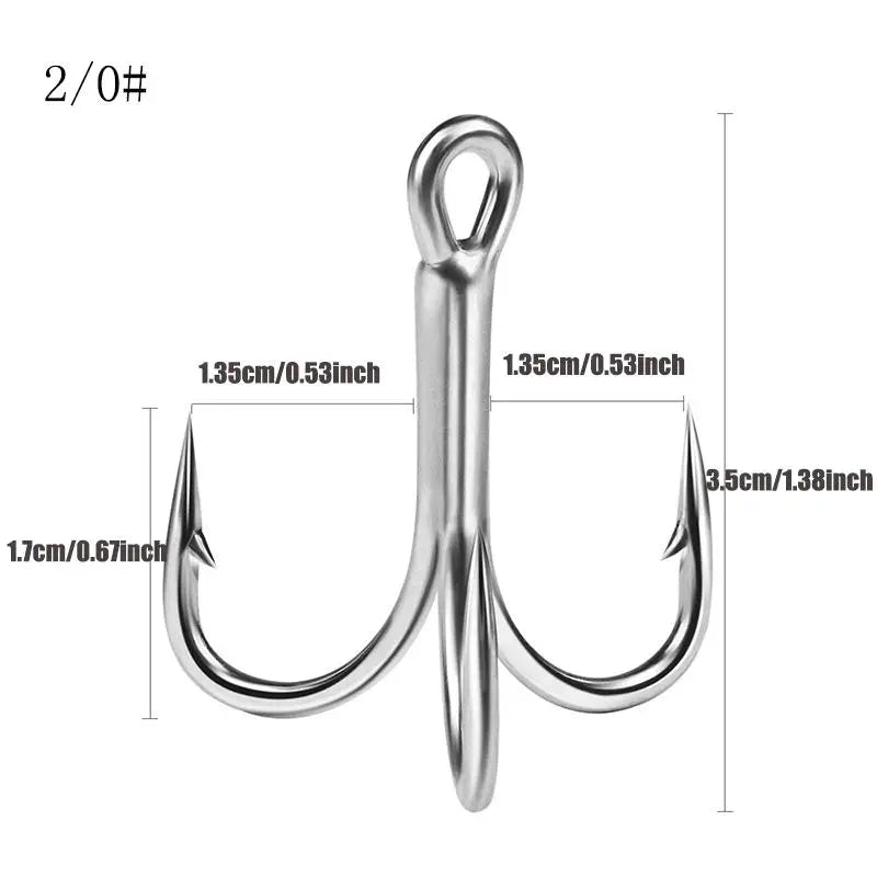 Triple Hook Fishing Hooks, 4x Strengthened Silver Color Rust-Resistant Triple Claw Hooks, Long Cast Lure Fishhooks, 10pcs Per Bo Peaceful Pleasures Health and Wellness 20