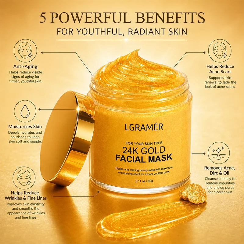 24K Gold Anti-Aging Face Mask – Moisturizing & Pore Minimizing