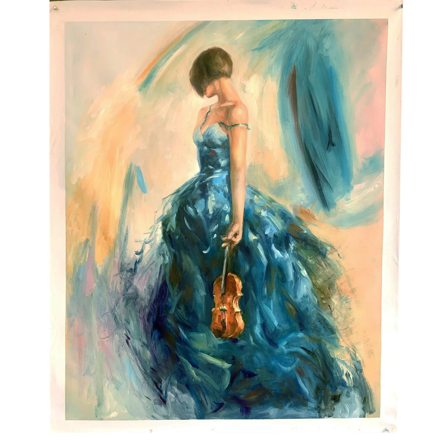 Hand-Painted Dancing Couples Oil Painting | Black & Red Canvas Art