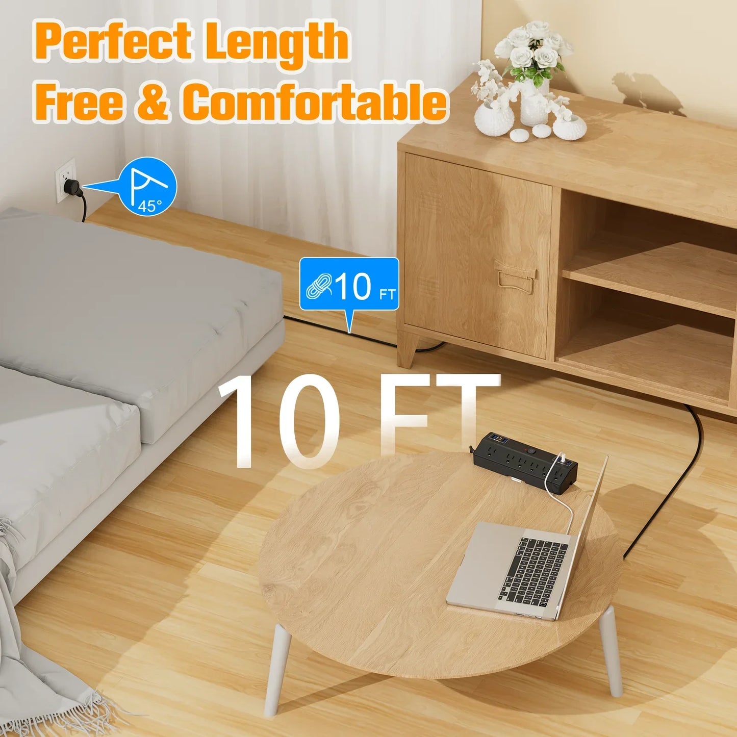 PASSUS Clamp Power Strip PD20W Fast Charging & 3m Extension Peaceful Pleasures Health and Wellness