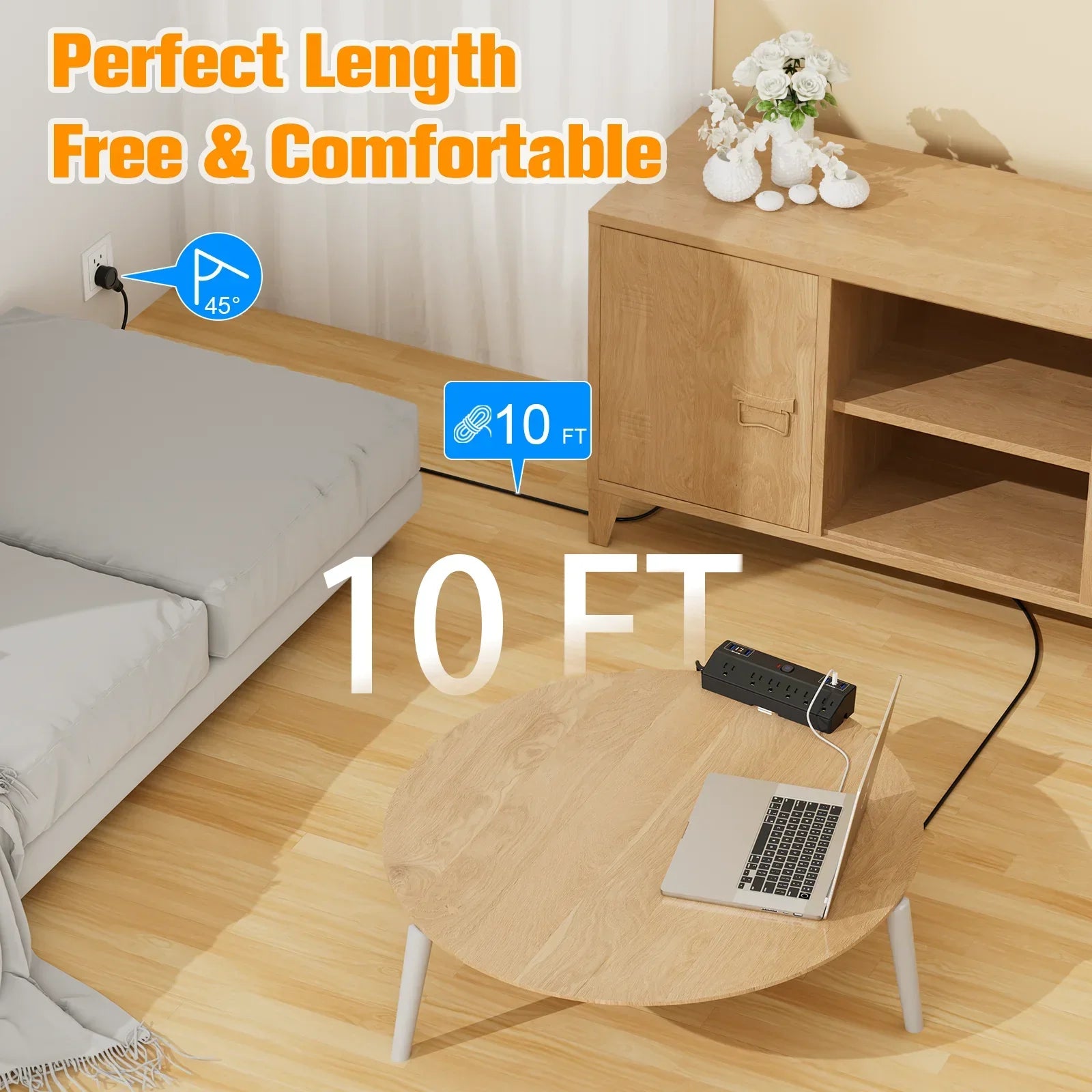 PASSUS Clamp Power Strip PD20W Fast Charging & 3m Extension Peaceful Pleasures Health and Wellness