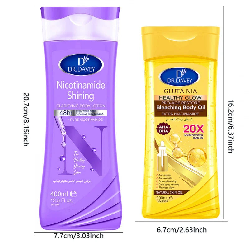 DR.DAVEY Glutathione & Niacinamide Body Oil + Lotion Set