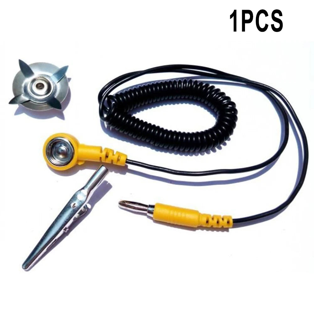 Anti-static ESD Grounding Cable Coiled Cord Alligator Clip Claw PU