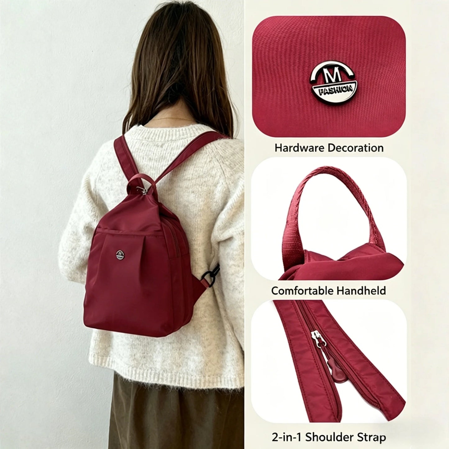 Women's Mini Backpack – Lightweight Crossbody Commuter Bag