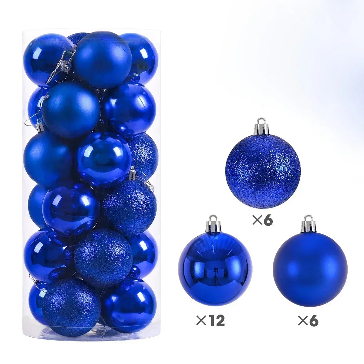 24Pcs 3/4/6CM Christmas Balls Big Ball Christmas Tree Pendant Ornaments for Party Decor 2025 New Year Navidad Gifts Accessory Peaceful Pleasures Health and Wellness Deep Blue 4CM