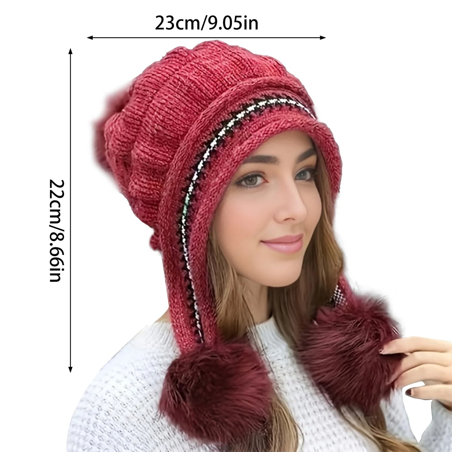 Women's Knitted Warm Hats Soft Stretch Thick Knitted Skull Cap Beanie Suitable for Cold Weather Peaceful Pleasures Health and Wellness