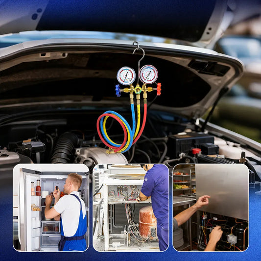 3 Way Refrigerant Manifold Gauge Set with Hose Hook Professional AC Diagnostic Tool for R12 R22 R404A R134A Peaceful Pleasures Health and Wellness