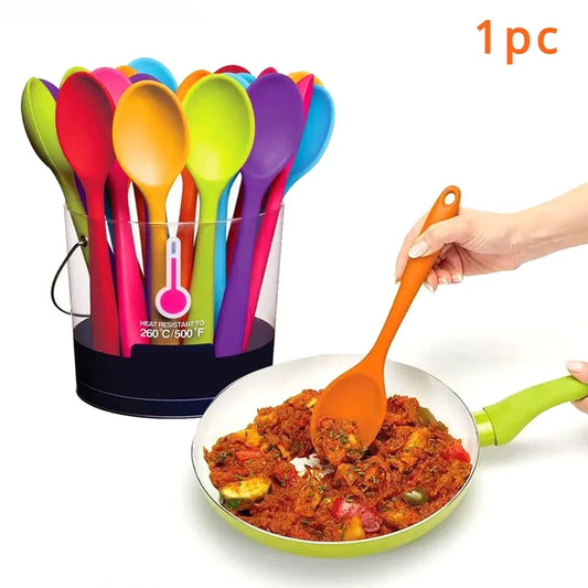 Silicone Soup Spoon – Nonstick-Safe Kitchen Mixing Ladle Silicone Kitchen Spoon Peaceful Pleasures Health and Wellness
