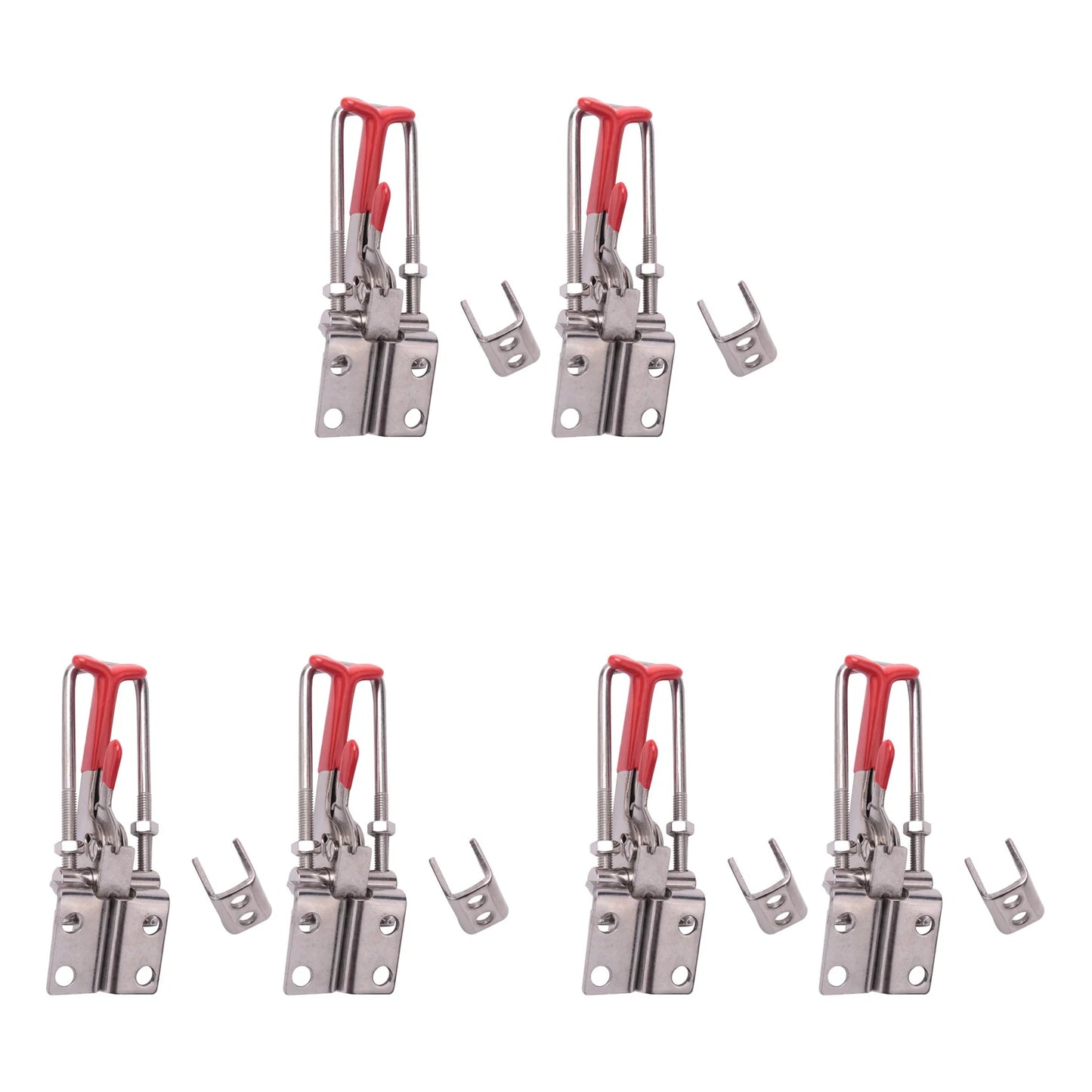 A36T-6-Pack 2000Lbs Capacity Heavy Duty Adjustable Latch U Bolt Self-Lock Toggle Clamp Peaceful Pleasures Health and Wellness red silver NONE