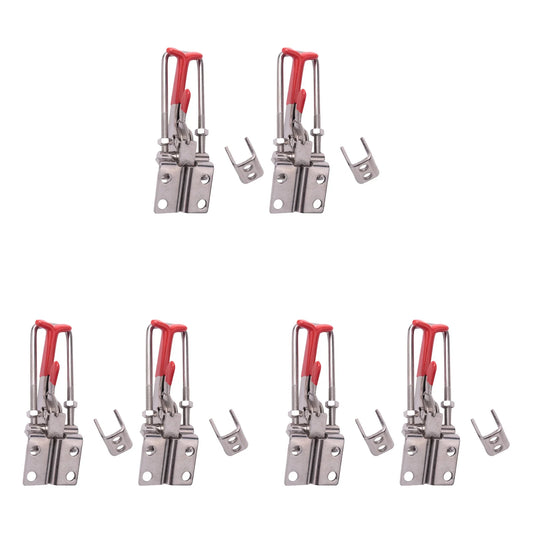 A36T-6-Pack 2000Lbs Capacity Heavy Duty Adjustable Latch U Bolt Self-Lock Toggle Clamp Peaceful Pleasures Health and Wellness red silver NONE