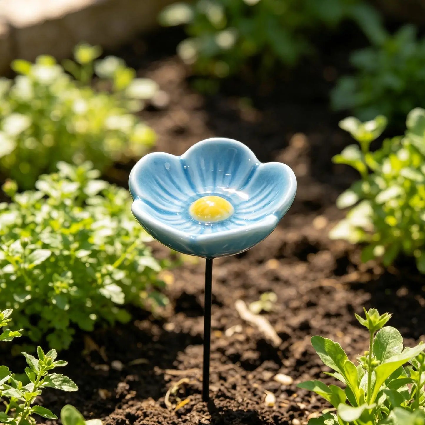 Porcelain Bee Watering Station | Flower Garden Decor Ornament