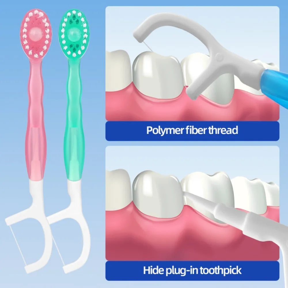 Portable Travel Toothbrush Set Disposable Mini Toothbrushes with Toothpaste Tongue Scraper Flosses Kit Disposable Toothbrush Peaceful Pleasures Health and Wellness